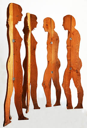 Mario Ceroli, L'aria di Daria, 1968, sagome di legno, 173x45 cm circa