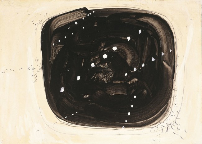 Lucio Fontana, Concetto spaziale, 1957, gouache e matita su carta, bianco e marrone, 49x68 cm (57 DSP 55)
