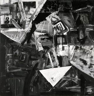 Emilio Vedova, De America ’76 - 1, 1976, idropittura, carboncino e carta su tela, 200x196 cm