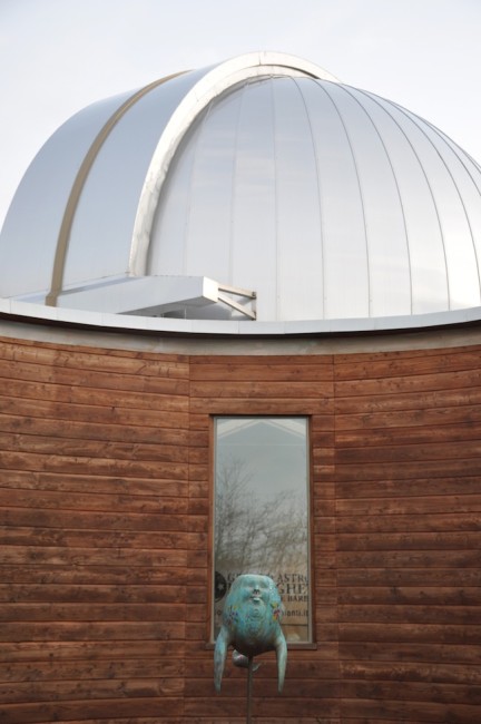 Andrea Nicita,Skyfish e veduta Osservatorio Polifunzionale del Chianti, resina epossidica patinata. Photo credits Ulrike Schmidt-Clasen.