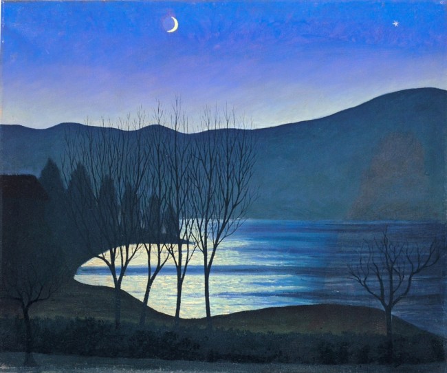 Luigi Russolo, Paesaggio romantico, 1944, olio su tela, Collezione privata