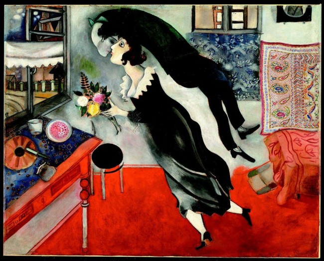 Marc Chagall, Il compleanno, 1915, olio su cartone, The Museum of Modern Art, New York. Acquired through the Lillie P. Bliss Bequest, 1949 © 2014 Digital image, The Museum of Modern Art, New York/Scala, Firenze © Chagall ® by SIAE 2014
