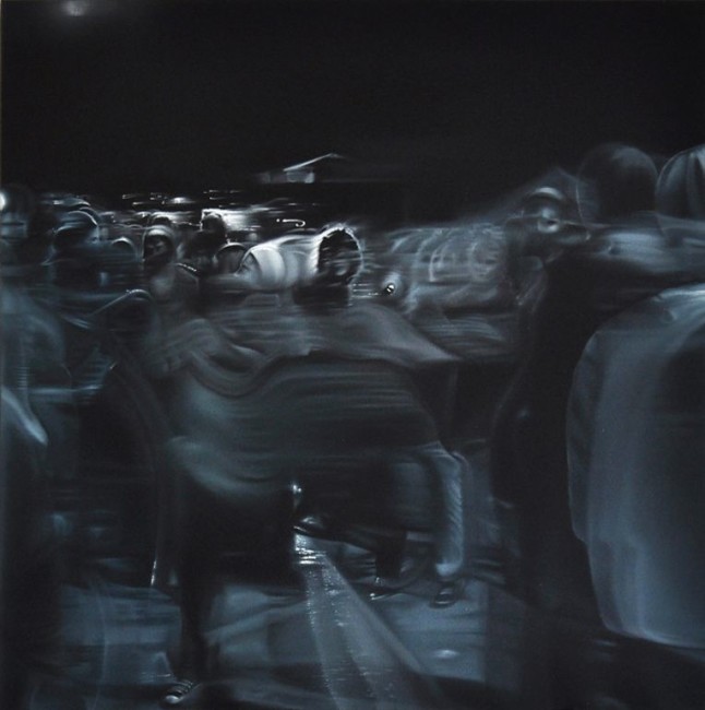 A. Sidibè, Illuminations, olio su tela, cm. 80X80-2013