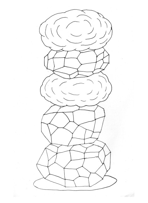 Andreco, Unstable Column, Ink on Paper, 2014, Courtesy Traffic Gallery