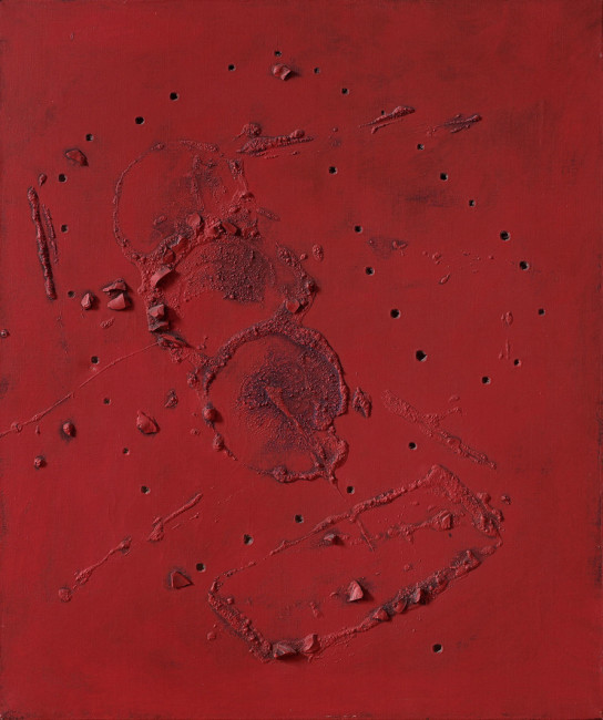 Lucio Fontana, Concetto spaziale, olio e tecnica mista su tela, 60.5x50 cm Courtesy Galleria d'Arte Mazzoleni, Torino