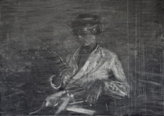 Federico Pietrella,  "Athéna", 2014,  carboncino su tela,  cm 50x70