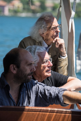 Christo (right) with Project Director Germano Celant (center) and Vladimir Yavachev (left) July 2014 Photo: Wolfgang Volz © 2014 Christo