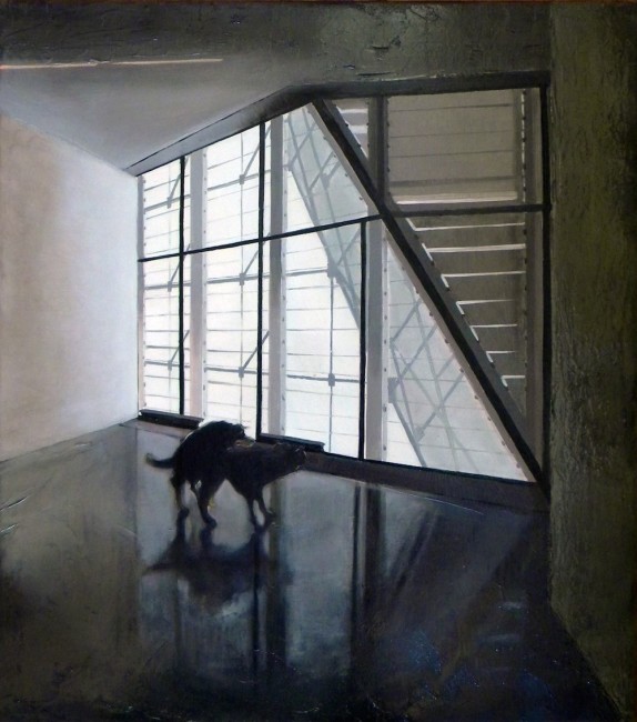 Marco Pace, Black plays in the Museion, 2014, olio su tavola, 45x50 cm