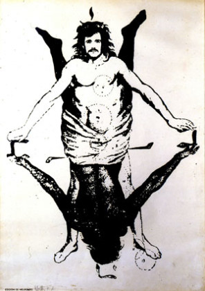 Alighiero Boetti, Shaman/Showman, 1968, stampa litografica, cm 70 x 50, Courtesy Collezione Composti della Ca' di Fra', Milano