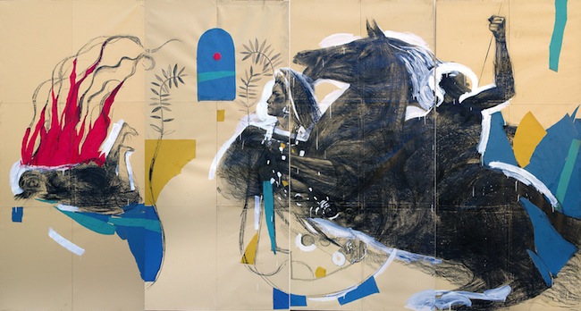 Giovanni Robustelli, Il sogno di Medea, 2015, tecnica mista su carta, cm 560x300 