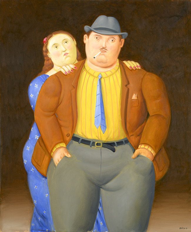 Fernando Botero Man and Woman 2013 Olio su tela, 100x83 cm. Courtesy Galleria Tega
