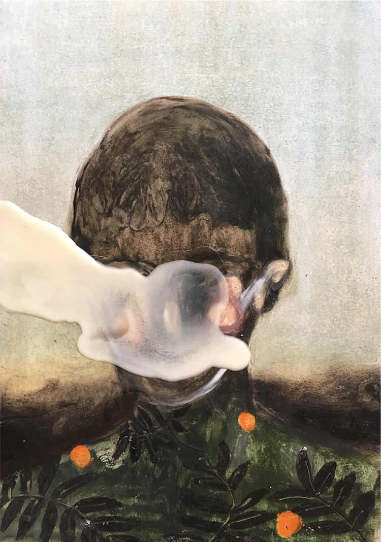 Guglielmo Castelli, Carbone, 2016, pastelli ad olio e cera su carta, cm 21x29,7. Courtesy: Francesca Antonini Arte Contemporanea