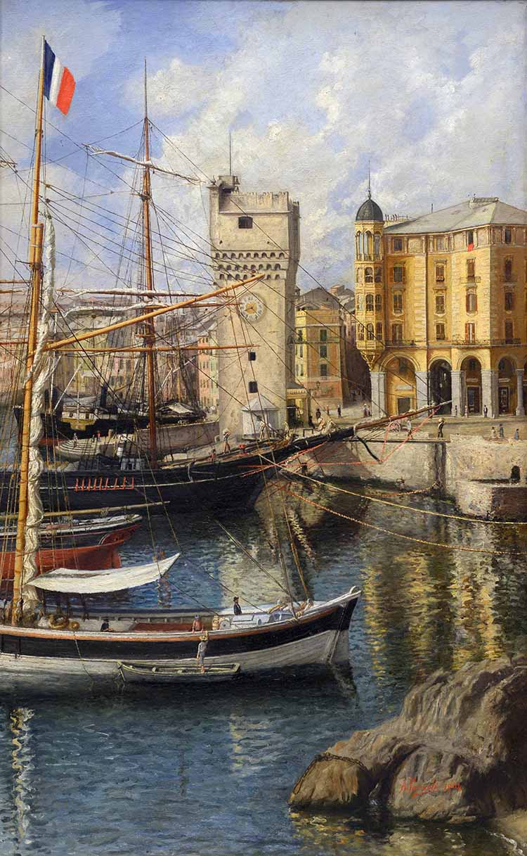 Parodi Antonio, Porto di Savona, la torretta, 1904 olio su tela, cm 50x80