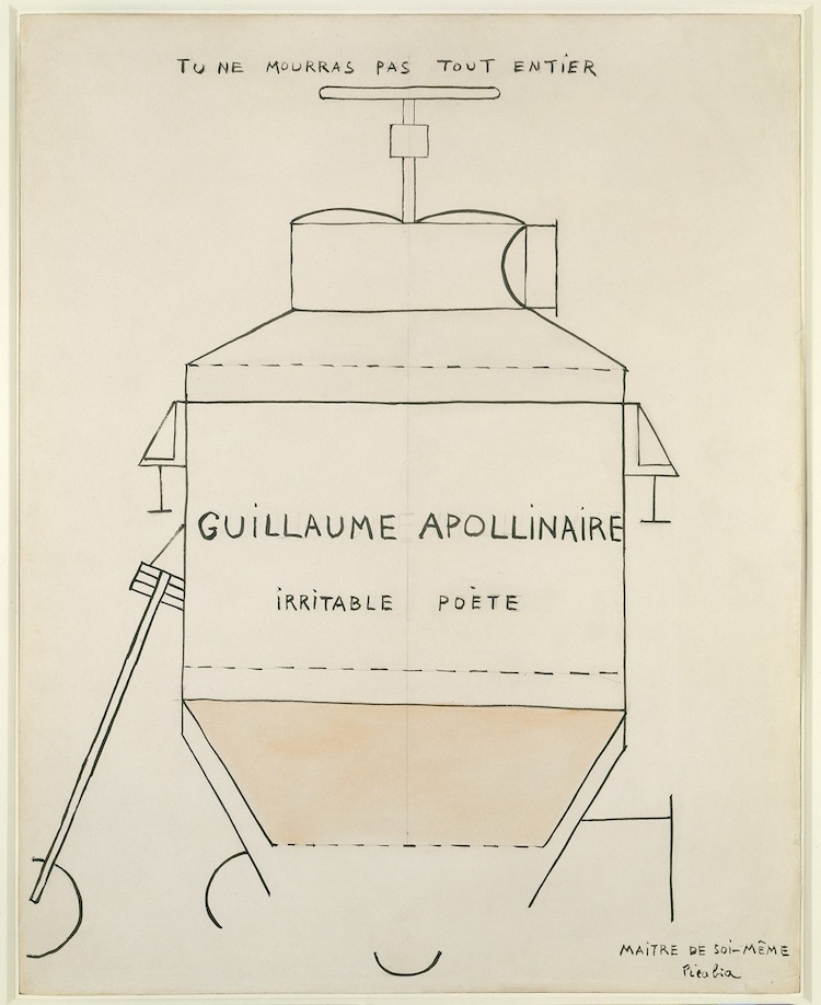 Francis Picabia, Guillaume Apollinaire, 1918, Tinte, Aquarell und Bleistift auf Papier, 58x45.7 cm, Collection Natalie and Léon Seroussi © 2016 ProLitteris, Zürich