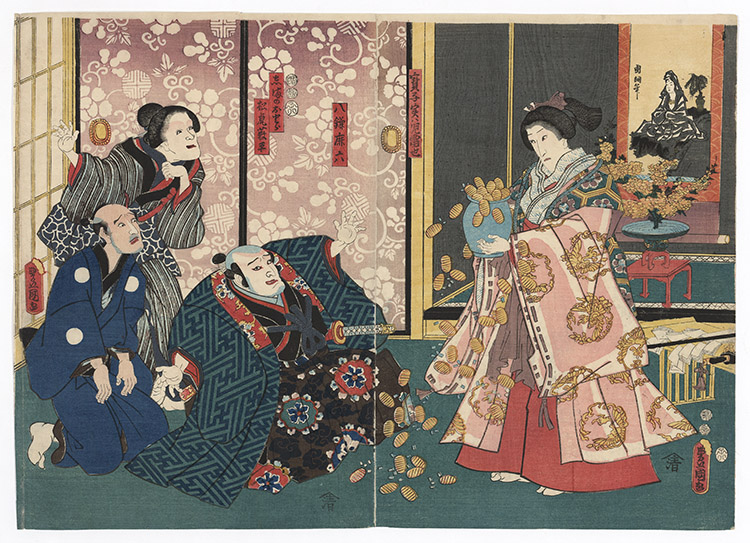 UTAGAWA KUNISADA (1786-1865) Finto miracolo di una finta sacerdotessa 1852
