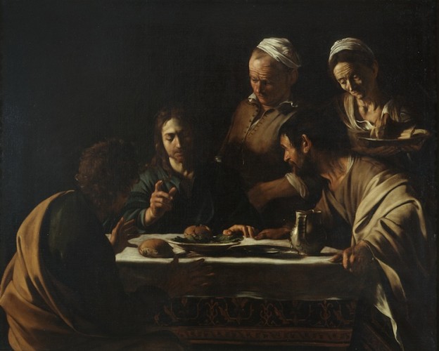 Michelangelo Merisi detto il Caravaggio, Cena in Emmaus, 1606, olio su tela, 141x175 cm, Pinacoteca di Brera, Milano