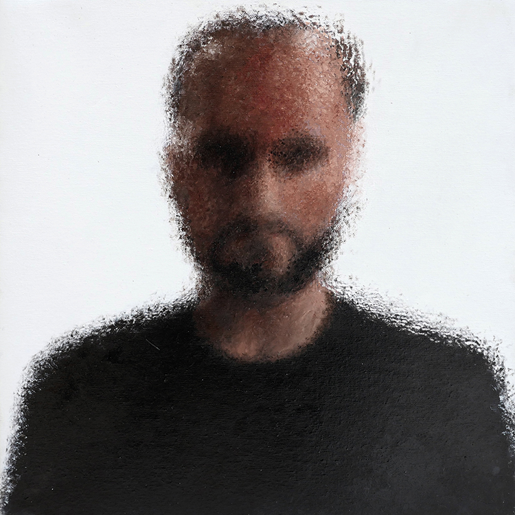 Massimiliano Galliani, Autoritratto (riflesso su tela), 2016, acrilico su tela, cm 50x50