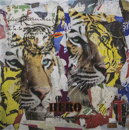 Italiancode, Fiu Fiuuuuu Tiger, 2016, tecnica mista su tela, 100x100 cm