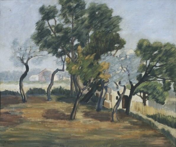 Nicola Galante, Per la casetta (Vasto), 1929, olio su tela, 50x60 cm, con cornice 66x75x7 cm Foto Paolo Vandrasch Courtesy Collezione Giuseppe Iannaccone, Milano