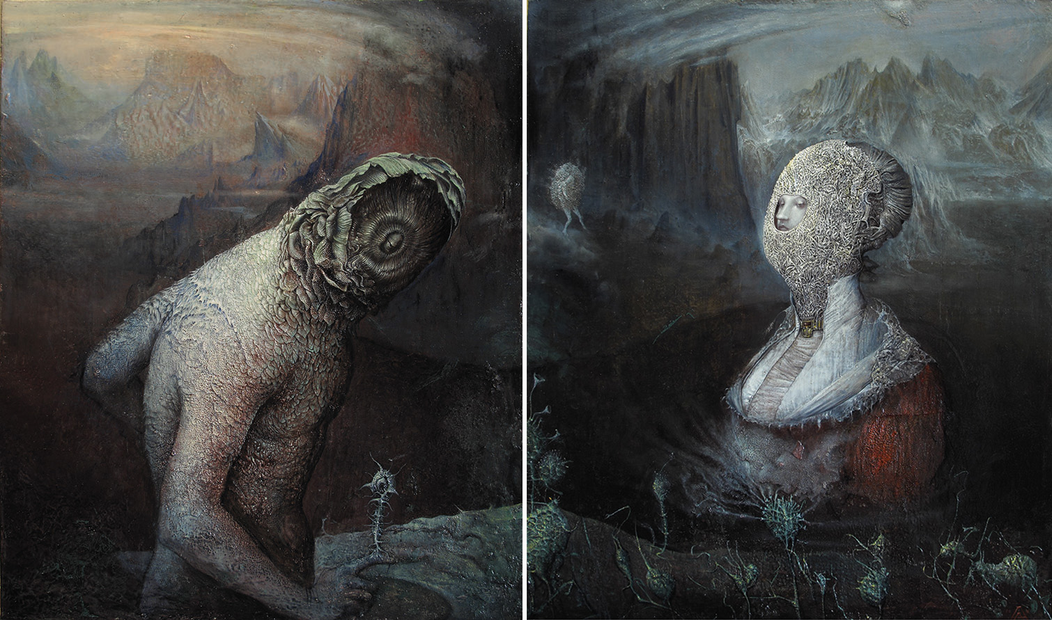 Agostino Arrivabene, Zolfo e Mercurio (Dittico), 2016-2017, olio su legno, cm 60×50