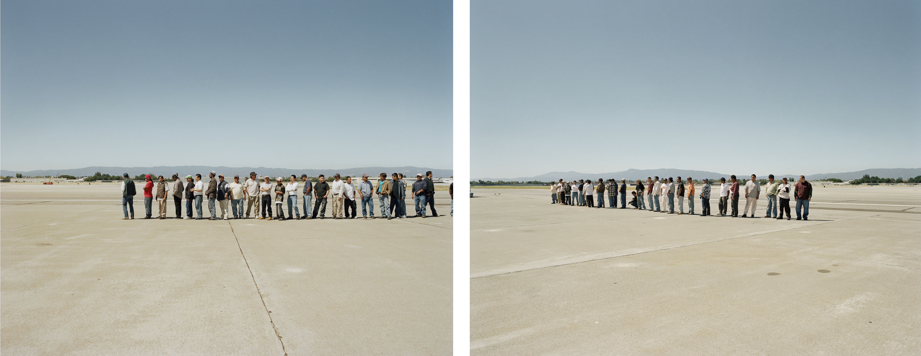 Adrian Paci The Line (Dyptich), 2007  Framed Photograph, 60 × 74,5 cm 56 x 70 cm each (print) Courtesy of the Artist, kaufmann repetto, Milano/New York and Peter Kilchmann gallery, Zurich 