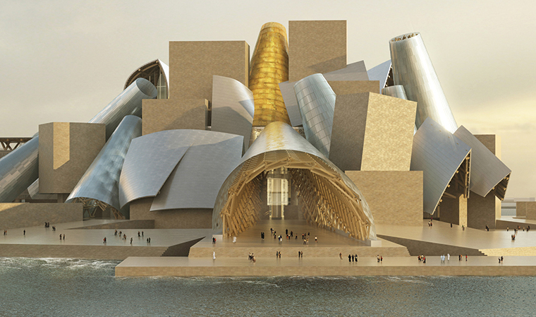 Guggenheim Abu Dhabi. Courtesy: Gehry Partners (© Gehry Partners LLP, render ArteFactoryLab)