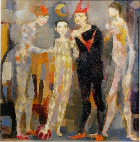 Trento Longaretti, Figure del circo, 1967, olio su tela, 120x100 cm