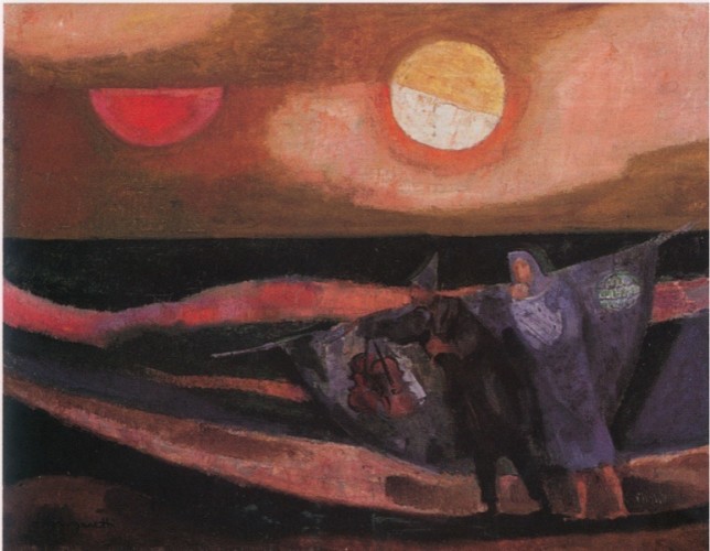 Trento Longaretti, Felicità vanno cercando, 1983-84, olio su tela, 50x65 cm
