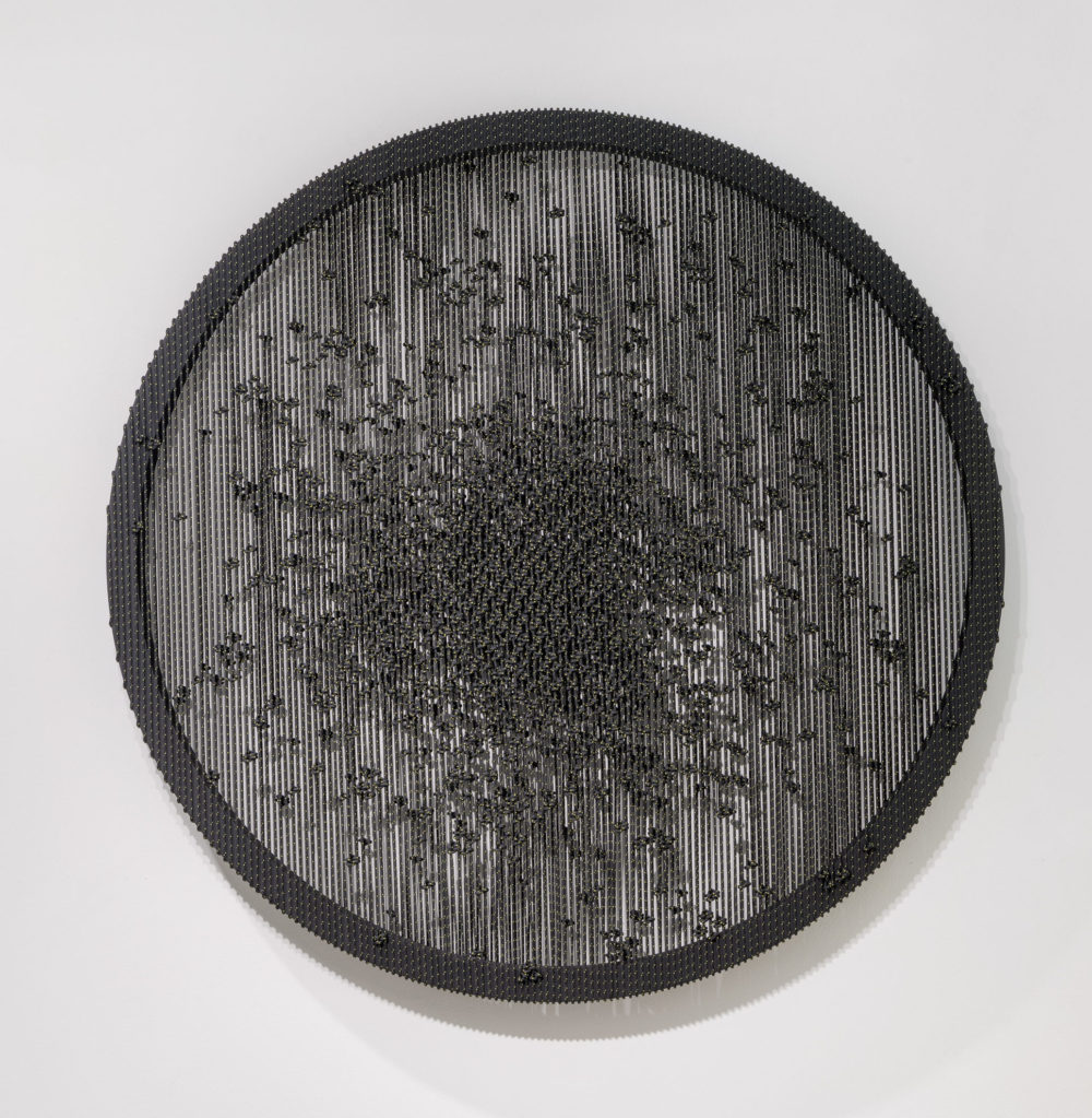 Arthur Duff, Nera Luce_Dust in my eye, 2017, Polyester rope and wooden framework, diameter 140 cm