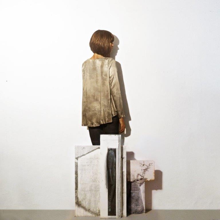 Matteo Tenardi, Luoghi Instabili* *la deriva delle cose e il ciclo dell’acqua, olio su tavola sagomata + tempera e grafite su tela e su tavola, 186x81cm 2014/2017
