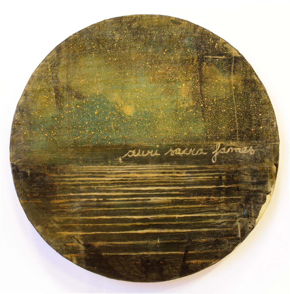 Jernej Forbici, Auri sacra fames VI, diametro 20 cm, 2017. acrilico e olio su carta