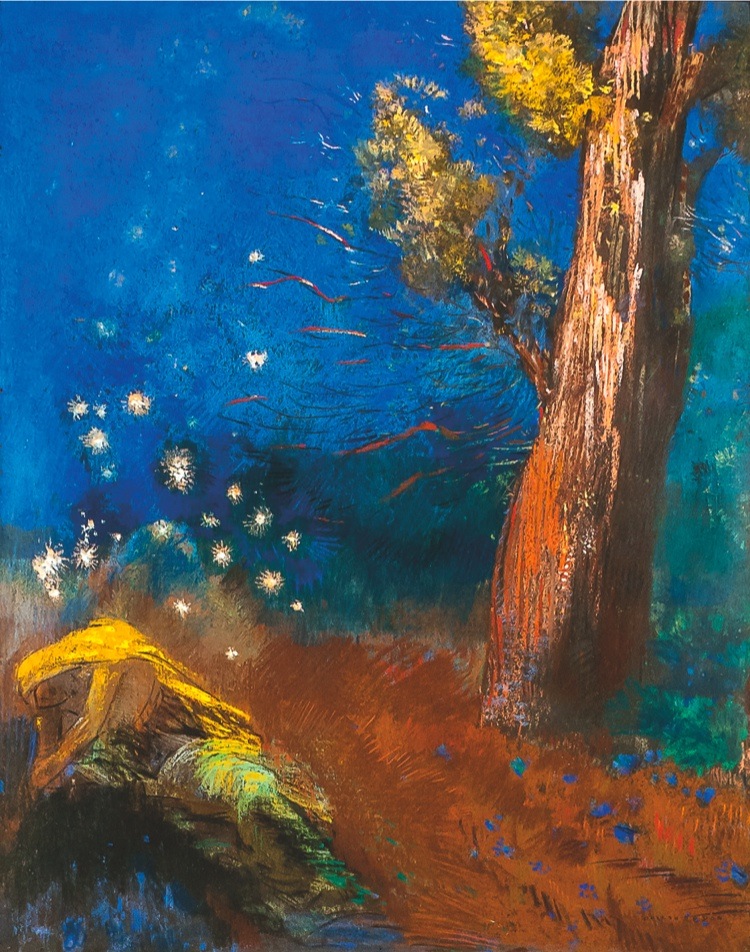 Odilon Redon, La mort de Bouddha, 1899 circa, pastello su carta, Millicent Rogers, Collection © Millicent, Rogers Collection/Foto: Davis A. Gaffga