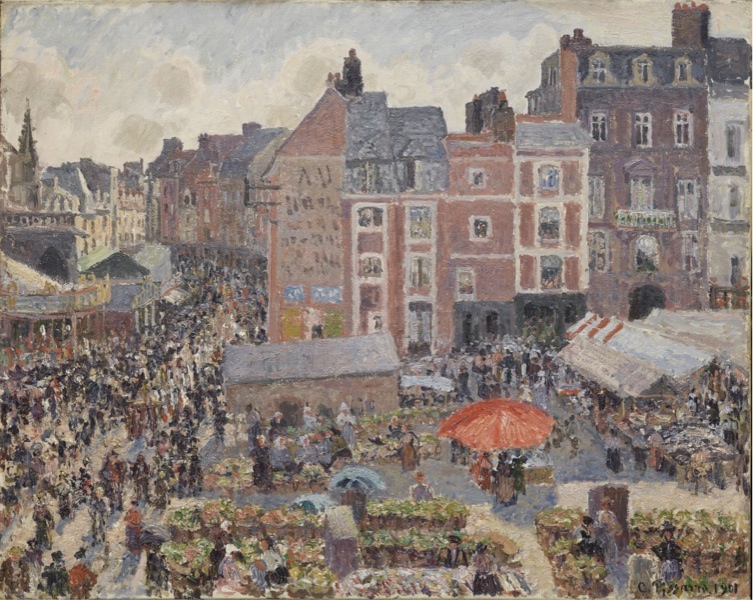 Camille Pissarro, La fiera in un pomeriggio di sole, Dieppe, 1901, olio su tela, 73.5x92.1, cm, Philadelphia Museum of Art, Lascito di Lisa Norris Elkins, 1950