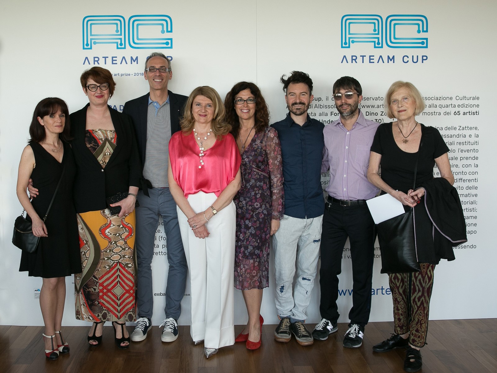 Da sinistra Marta Santacatterina, Livia Savorelli, Matteo Galbiati, Monica Zoli, Nadia Stefanel, Matteo Bergamini, Roberto Ratti, Gigliola Foschi, foto Cristina Patuelli